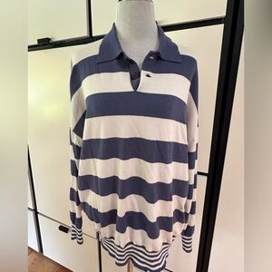 Mary Lawless Lee x Splendid Rugby Navy and White Women's Top